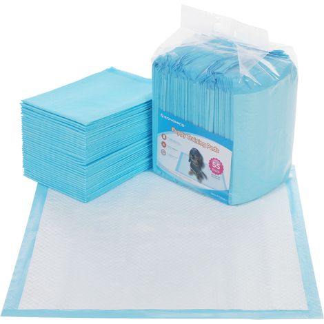 55 Tapis Éducateurs Absorbant Chien, 60 x 60 cm, Bleu et Blanc (1/5)