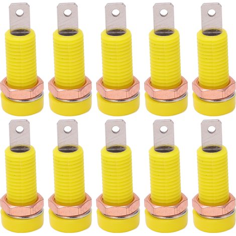 10 connecteurs banane 4mm douille à visser bornier adaptateur panneau pour instruments électroniques jaune (1/5)