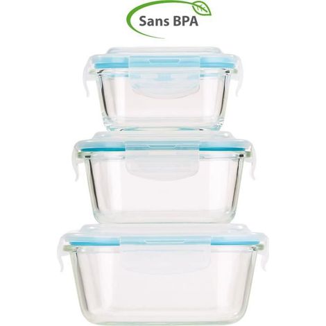Boîtes de conservation en verre avec couvercles à clipser (x3) (1/3)