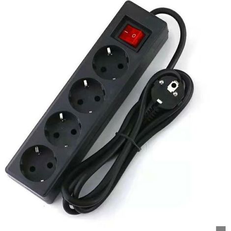 Multiprise 4 prises 16A 2P avec interrupteur – Rallonge 3M 250V – Cuivre pur – PVC – 1800W – Pour espaces confinés (1/3)