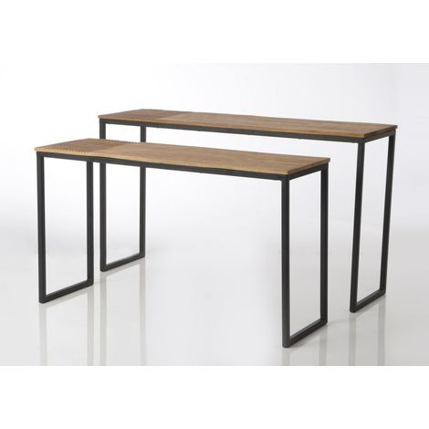Amadeus - Lot de 2 consoles gigognes en manguier et métal L141 cm (1/2)