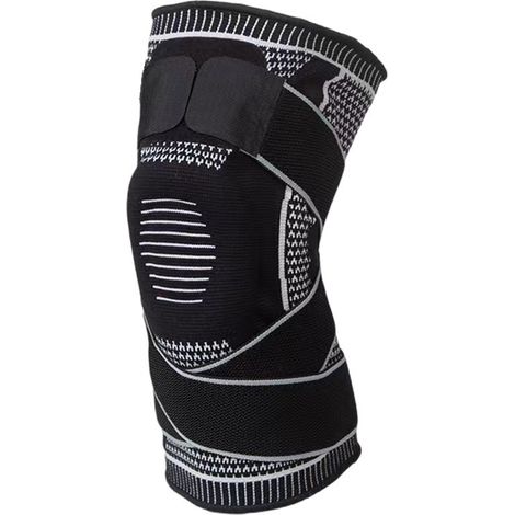Genouillère de Compression - Coussinet Gel et Stabilisateur à Ressort - Soulage Douleurs Articulaires - Taille L (70-85 kg) - 1 Paire - Noir (1/5)