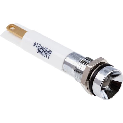 Voyant LED lumineux Blanc RS PRO, dia. 8mm, 220V c.a., IP67 ( Prix pour 1 ) (1/2)