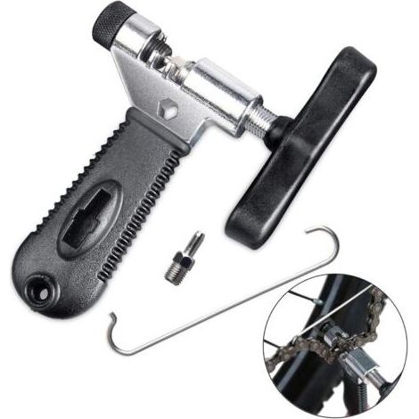 Outil Dérive Chaîne, Universel pour 7 8 9 10 Vitesses Chaîne Lien Retrait avec Sauvegarde Broches en Acier Inoxydable, Facile à l'aide de chaîne de vélo Splitter Cutter Portable Compact (1/5)