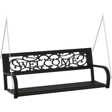 Garden Swing Bench 125 cm Steel and Plastic Black vidaXL (1/5)