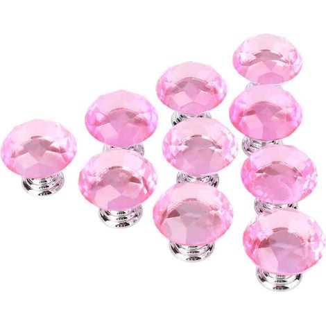 lyrlody 10 Pièces Boutons de Porte en VerreRose 30 Mm, Poignées de Placard, Boutons de Tiroir à Haute Brillance pour Armoires, Tiroirs et Armoires élégants (1/5)