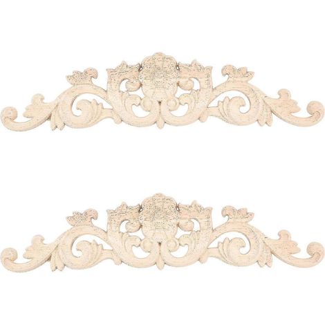 4pcs Bois sculpté Long Onlay Applique Artisanat Appliques en bois pour cadre non peint Porte Décor Maison Fourrure (1/5)