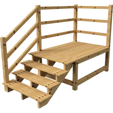MILANO Außentreppe 4 Stufen H71 cm - Podest L189 x B120 cm - Treppengeländer links - Podestgeländer links und hinten