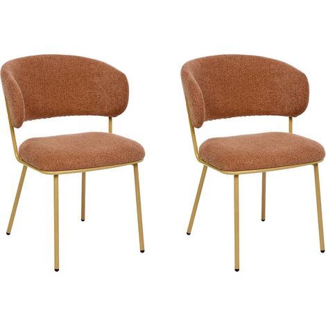 Lot de 2 chaises de salle à manger coloris terracotta avec structure en acier - Longueur 54 x Profondeur 58 x Hauteur 79 cm