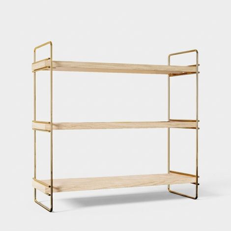 Estantería de pared de madera maciza con 3 estantes Rhyan (1/4)