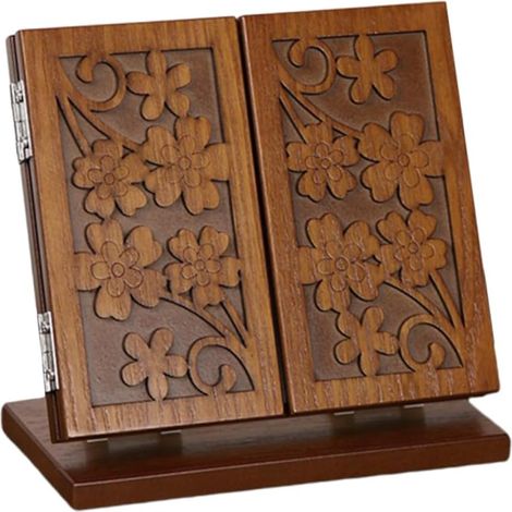 1 miroir pliant, bois cerisier, 3 faces, trèfle sculpté, stable, bureau, fille, maison