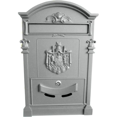 Trade Shop - Buzón Antiguo De Estilo Clásico En Aluminio Pintado -      Plata