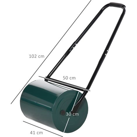 Outsunny Rasenwalze Gartenrolle Gartenwalze mit U-Griff 31 cm Durchmesser 30 cm Arbeitsbreit 40 L Wasser-/Sandfüllunge Metall Grün
