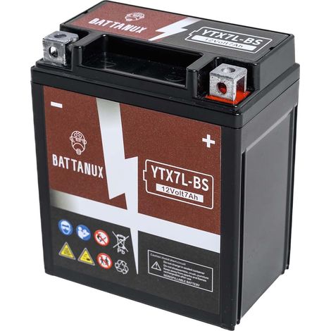 YTX7L-BS Batterie Moto 12V7Ah AGM SLA Scellée, Sans Entretien, Prête à l’Installation, pour Moto/ATV/UTV/Scooter/Snowmobile (1/5)