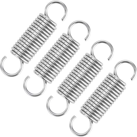 4 Pièces - Ressort De Traction - Acier Inoxydable - Double Crochet Pour Fixation - Résistant À La Corrosion - Usage Industriel Et Loisirs - Argent - 1,6x12x45 Cm (1/5)