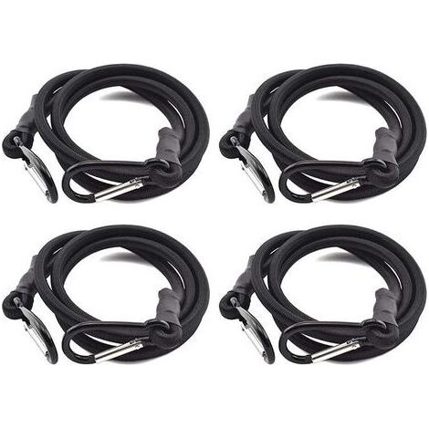 Tendeurs,Sandow Elastique,Tendeurs Elastique avec Crochets,4 Pièces Tendeur Elastique Noir,Sandow avec Crochet pour Tendeurs Porte Bagage(1m) (1/5)