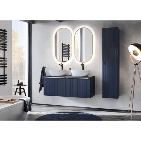 Ensemble Santa Fe 120 cm Bleu - 2 vasques, 1 colonne (1/5)