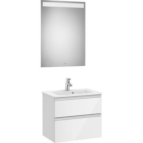Pack 2 tiroirs 600 mm + lavabo + miroir LED THE GAP - ROCA Couleur : Blanc brillant (1/3)