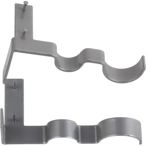 Lot de 2 supports de tringle à rideaux doubles en acier, supportant une charge de 9 kg (20 lb), montage facile, crochets pour tringle à rideaux pour la maison ou le bureau, couleur argent.