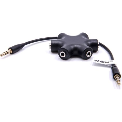 vhbw Multi Audio Splitter 5-Way AUX Headphone Splitter black for Headphones, Speakers, Devices with 3.5mm Audio Interface