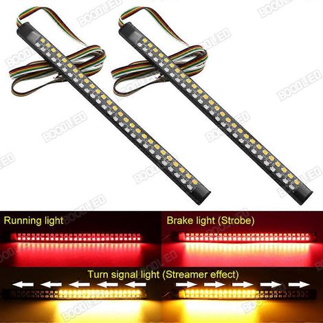 Lot de 2 feux arrière LED pour moto/quad, clignotants, feux stop et feux de jour, étanches, 7,5 pouces, bicolores. (1/4)