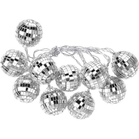1 Guirlande lumineuse LED, boules miroir 4cm, blanc froid chaud multicolore, intérieur extérieur, salle bal fête (1/5)