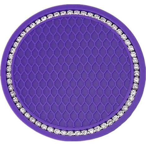 4-piece car coaster set, 2.75-inch silicone non-slip crystal car coasters, car interior accessories, GM coaster mats (Mauve) (1/5)
