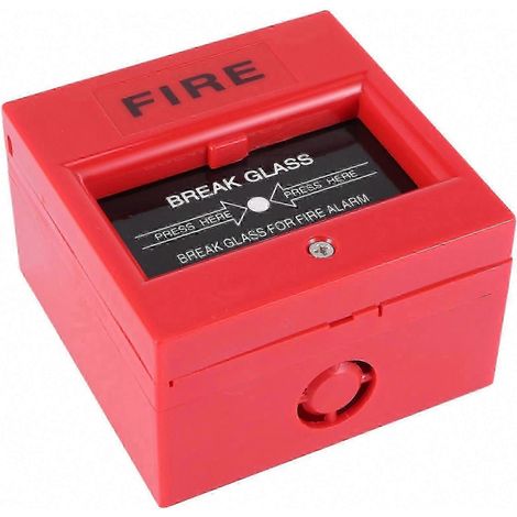 Déclencheur manuel réarmable 12 V CC pour alarme incendie compatible avec les systèmes 250 V CA et rouge. (1/4)