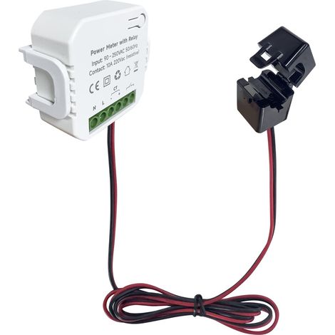 Moniteur d'énergie intelligent WiFi, pince monophasée, compteur d'électricité avec transformateur de courant 200A CT 90-250VAC