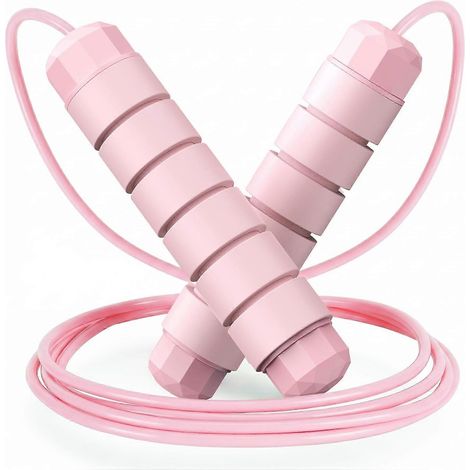 Corde à sauter, câble de corde à sauter rapide anti-nœuds avec roulements à billes pour femmes, hommes et enfants, corde à sauter en acier réglable avec poignées en mousse (1/5)