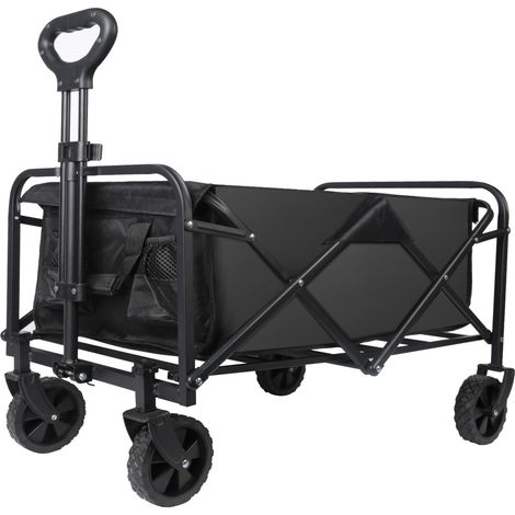 Chariot pliable multifonction 75KG avec roues pivotantes 360° – Chariot de plage, camping, jardin, courses, Oxford 600D, transport facile