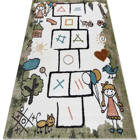 Teppich FUN Hop für Kinder, Hopse, Tiere grün green 140x190 cm