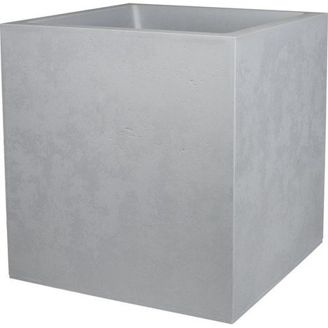EDA – Pot à réserve d'eau carré 39,5 x 39,5 x 43,5 cm – Polypropylène gris béton – Capacité 31L – Pour espaces extérieurs modernes