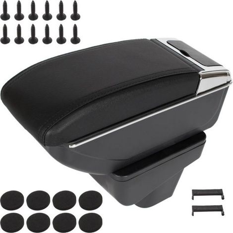 Accoudoir - Pour Suzuki Vitara III (2015+) - Cuir écologique Noir - Compartiment De Rangement Intégré - Porte-Gobelet Et Cendrier - 1 Pièce (1/2)
