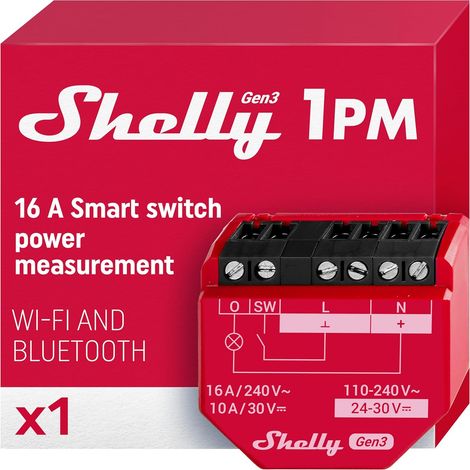 Shelly 1PM Gen3 - Interruttore Smart 16A Monitoraggio (1/5)
