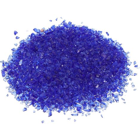 Gravier en Verre décoratif 450g/1lb 3-6mm, Perles de Pierre pailletées irrégulières éclatées écrasées pour l'artisanat, Le Remplissage de Vase, l'aquarium, Bleu foncé (1/5)