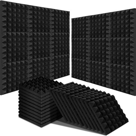 Jiubiaz Pannelli fonoassorbenti adesivi 24 pz, piramide 30x30x5cm neri