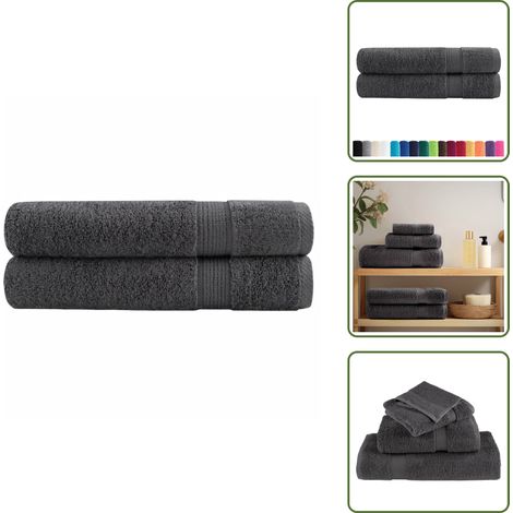 Premium-Handtücher SOLUND 2 Stk. Anthrazit 100x200 cm 600 g/m² - Baumwolle - Handtücher - Badezimmertextilien - Anthrazit - Große Handtücher (1/5)