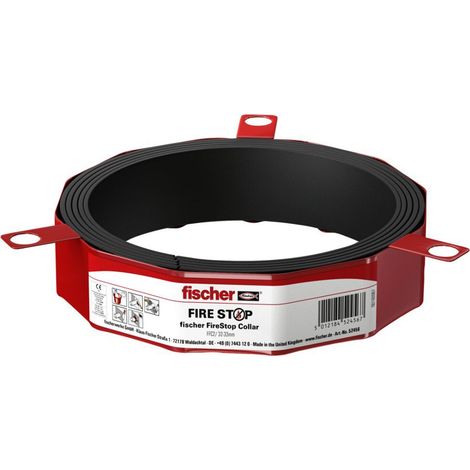 Fischer – Collier de serrage coupe-feu 30-32 mm – Graphite réagissant à la chaleur – Barrière contre gaz et fumées – Installation facile (1/3)