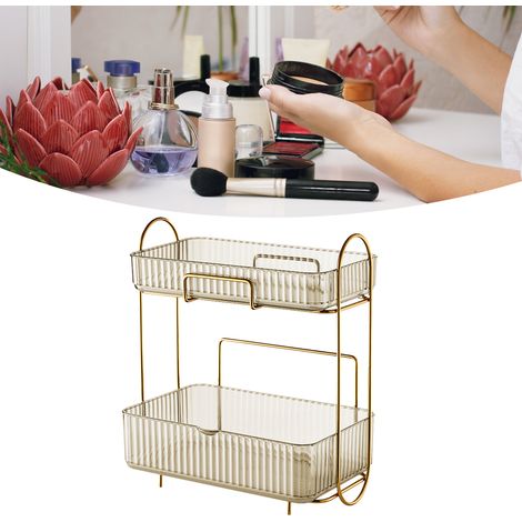 Organisateur pour Comptoir de Salle de Bain avec Boîte Amovible Grande Capacité 2 Étages Amber (1/5)