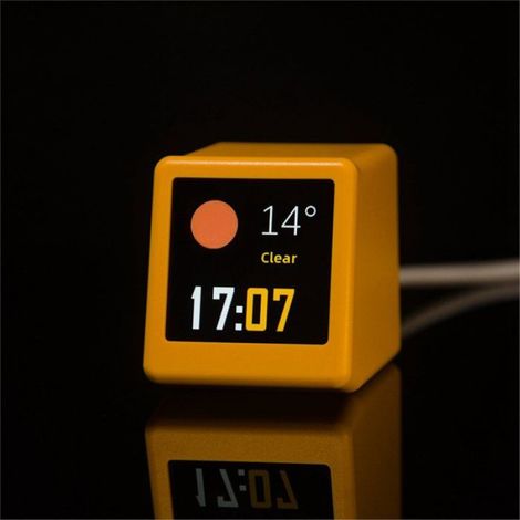 Horloge Météo - Écran TFT IPS 1,54 Pouces 240x240 - Wi-Fi - Affichage Température Humidité Heure Prévisions 3 Jours - Animations GIF Plein Écran - Jaune - 1 Pièce (1/5)