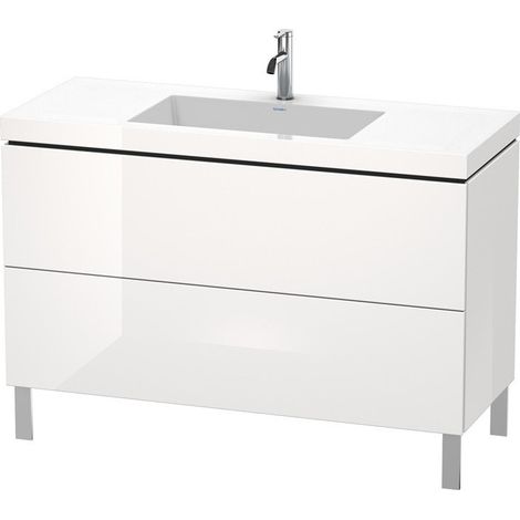 Meuble sous-vasque L-CUBE WT Vero Air 698x1200x480mm 1 trou de robinetterie blanc brillant