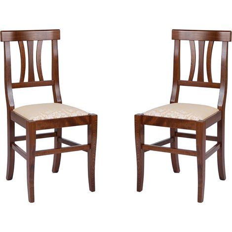 Sedia in legno massello con seduta imbottita LAURA finitura noce SET 2 PZ (1/5)