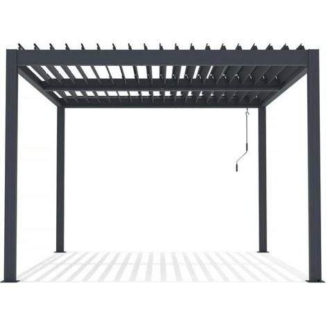 Pergola bioclimatica MT 3x3x250 H con lame in alluminio e sistema scarico acqua piovana Antracite (1/2)