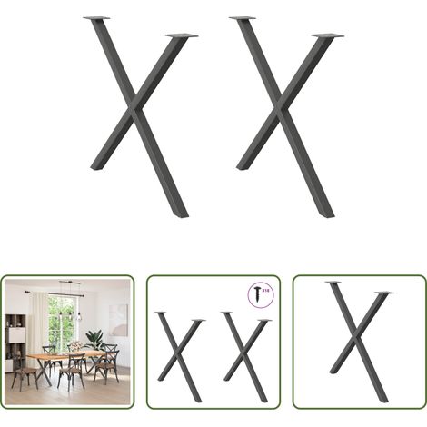 vidaXL Patas para mesa de comedor en forma de X (2 unidades), antracita, 90 x (72-73) cm, acero (1/5)