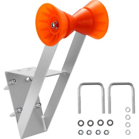 Support de Treuil pour Remorque Bateau Compatible avec Poteaux de Treuil 50,8-76,2 mm, avec Roulettes TPU, Boulons U, Acier Galvanisé, pour Jet-ski, Voilier, Bateau de Pêche, Hors-bord, Argenté (1/5)