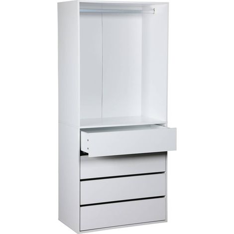 Module dressing avec 4 tiroirs et 1 penderie blanc. panneaux stratifiés — vue 4