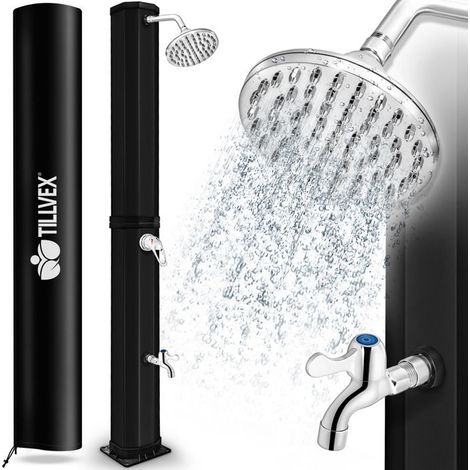 Tillvex – Douche solaire 20-35 litres – Housse de protection incluse – Chauffage écologique jusqu'à 60°C – Montage rapide sans raccordement électrique