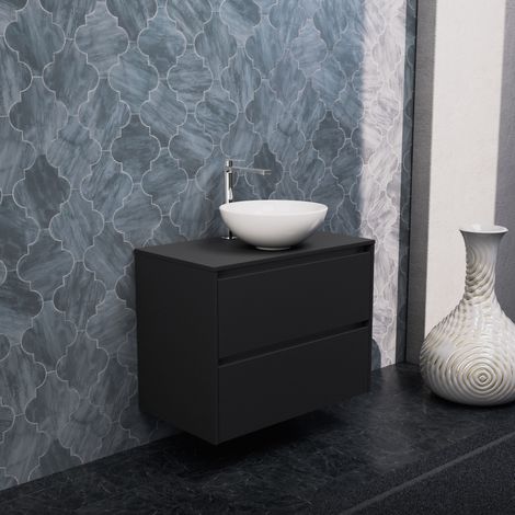 Inda - Meuble de salle de bain 2 tiroirs L.80 avec vasque à poser (1/5)