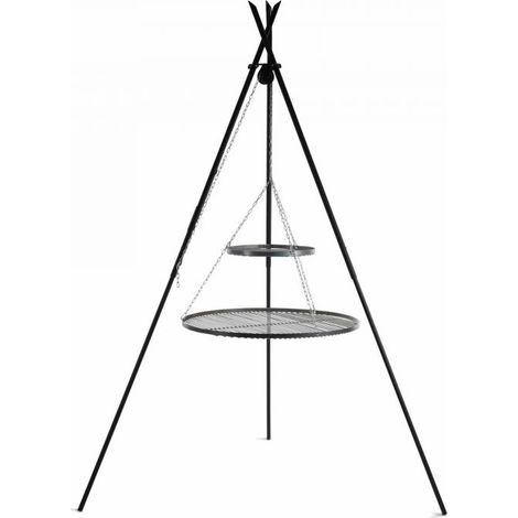 2 plaque de cuisson suspendues à un trepied, hauteur de 210cm, acier inoxydable, CookKig, 111447 (1/4)